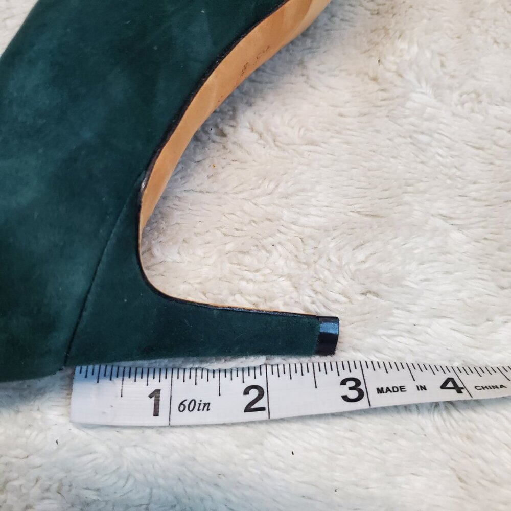 Women's Teal Suede Pointed-Toe D'Orsay Pumps - Picture 11 of 12
